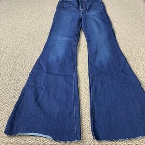 Denim X Nellie Mae Womens Jeans Size 9 Juniors Blue Dark Wash Denim Flared NWT‎